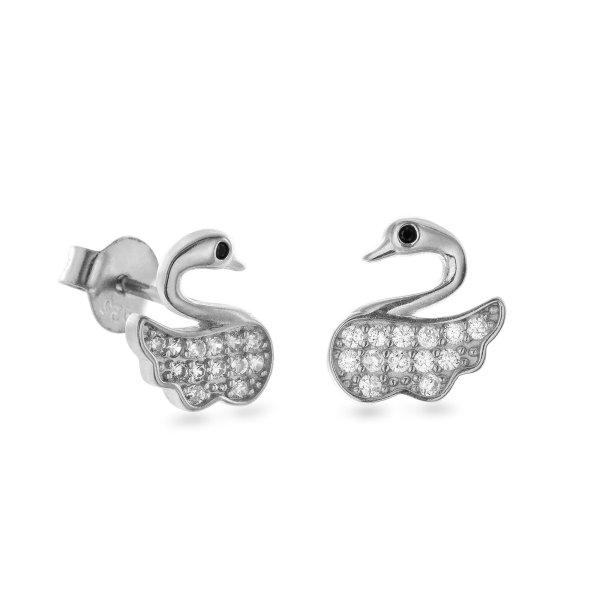 AGAIN Jewelry Ezüst fülbevaló Hattyú cirkónium kövekkel AJNS0025