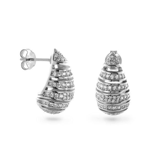 AGAIN Jewelry Divatos ezüst fülbevaló cirkónium kövekkel Tear Drop AJNS0054