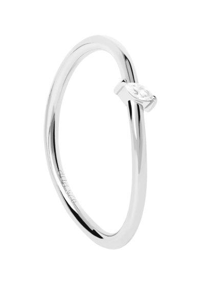 PDPAOLA Gyengéd ezüst gyűrű cirkónium kővel Leaf Essentials AN02-842 54 mm
