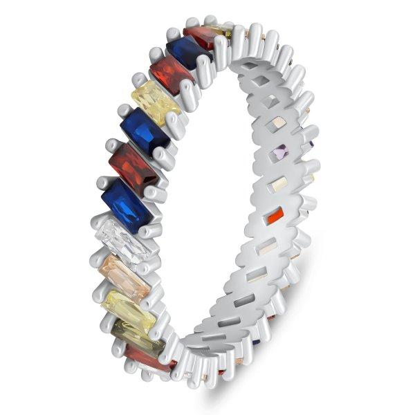 Brilio Silver Stílusos ezüst gyűrű színes cirkónium kövekkel RI128W 56 mm