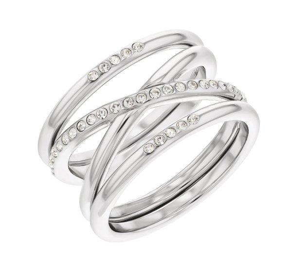 Calvin Klein Modern acél gyűrű kristályokkal Minimal Linear 35000203 52 mm