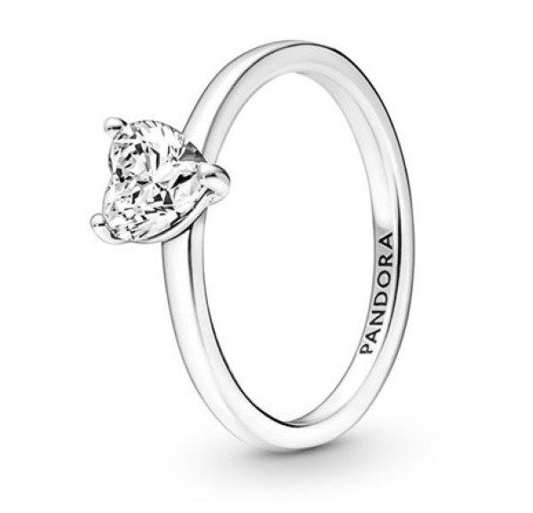 Pandora Gyengéd ezüst gyűrű Sparkling Hearts 191165C01 56 mm