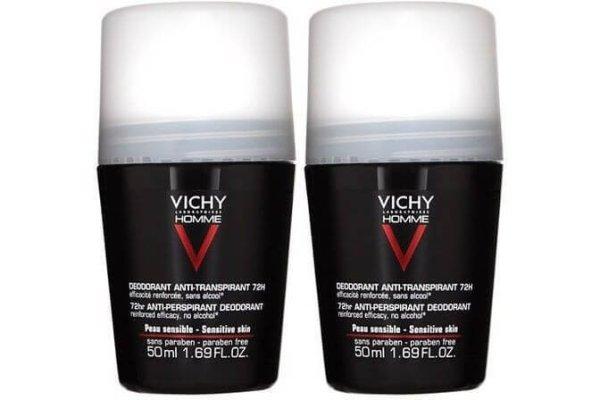 Vichy Golyós dezodor szett érzékeny bőrre Homme 72H (Deodorant
Anti-Transpirant) 2 x 50 ml