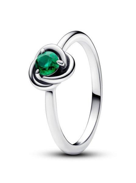 Pandora Ezüst gyűrű zöld kristályos májusi holdkővel 192993C05 52 mm