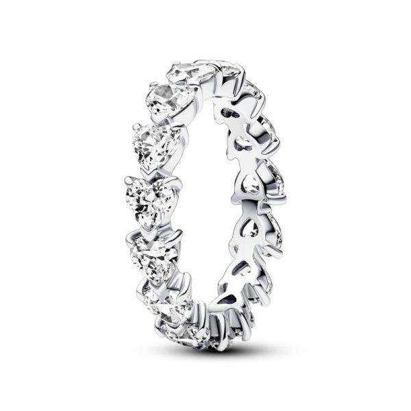 Pandora Csillogó ezüst gyűrű Row of Hearts Timeless 193103C01 60 mm