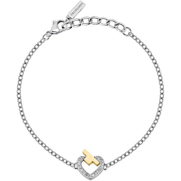 Trussardi Acél karkötő cirkónium kövekkel T-Logo TJAXC46
