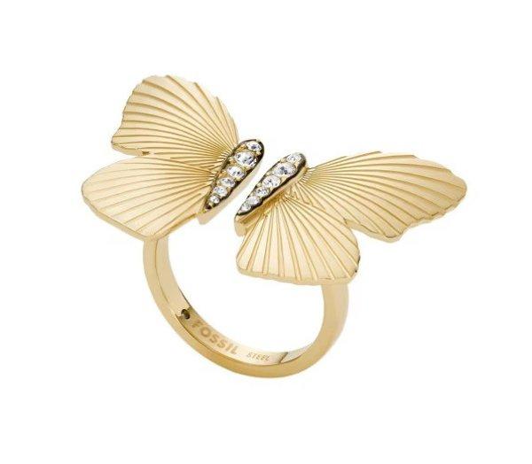Fossil Gyönyörű aranyozott nyitott gyűrűs Butterflies JF04800710