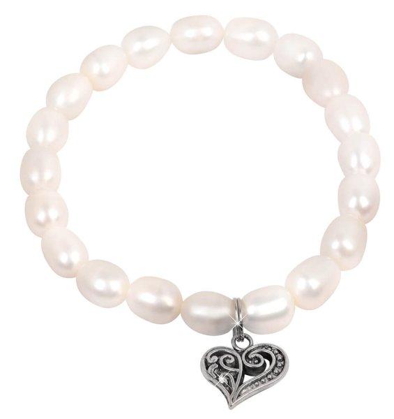 JwL Luxury Pearls Gyengéd karkötő igazgyöngyből fém szívvel JL0417