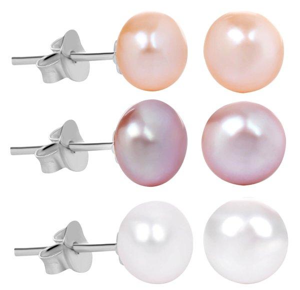 JwL Luxury Pearls Kedvezményes 3 pár gyöngy fülbevaló készlet - fehér,
lazac, lila JL0426