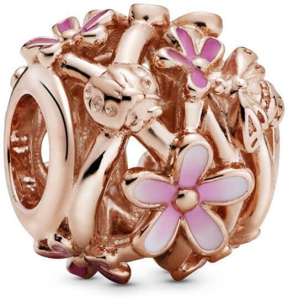 Pandora Bronz gyöngy rózsaszín virágokkal 788772C01