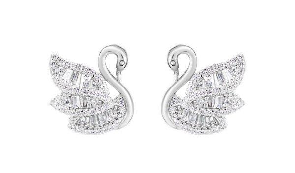 Preciosa Csillogó ezüst fülbevaló Hattyú Sparkling Swan Glamour 5417 00