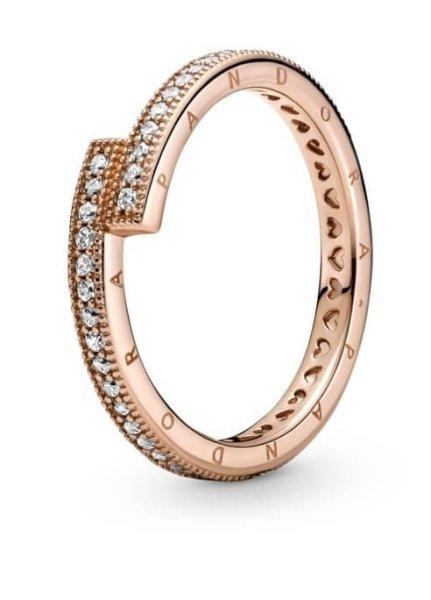 Pandora Finom bronz gyűrű Márkalogó és szívek 189491C01 48 mm