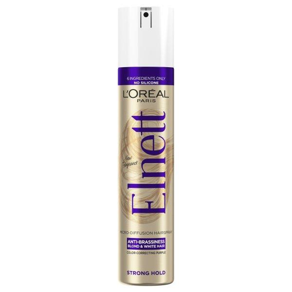 L'Oréal Paris Mikrodiffúziós hajlakk szőke és ősz hajra Elnett
(Anti-Brassiness Color-Correcting Purple Micro-Diffusion Hairspray) 300 ml