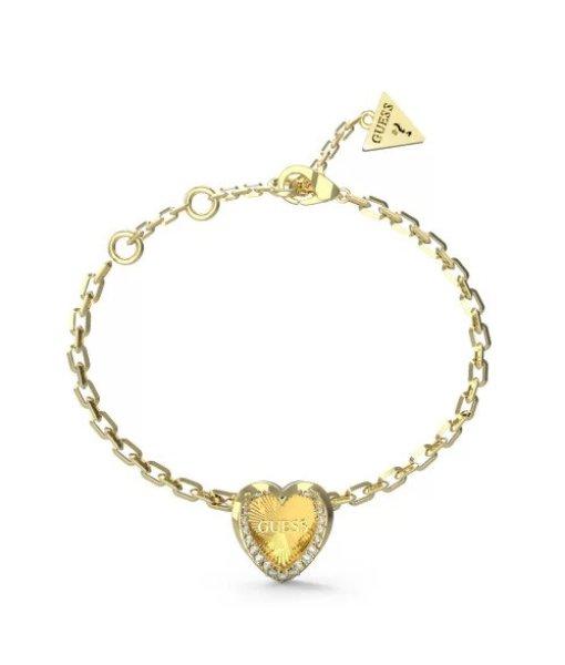 Guess Romantikus aranyozott karkötő szívvel Mon Amour JUBB04607JWYG 14,5 cm