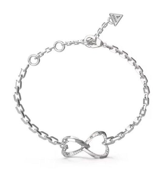 Guess Gyengéd acél karkötő szívvel Mon Amour JUBB04618JWRH 14,5 cm