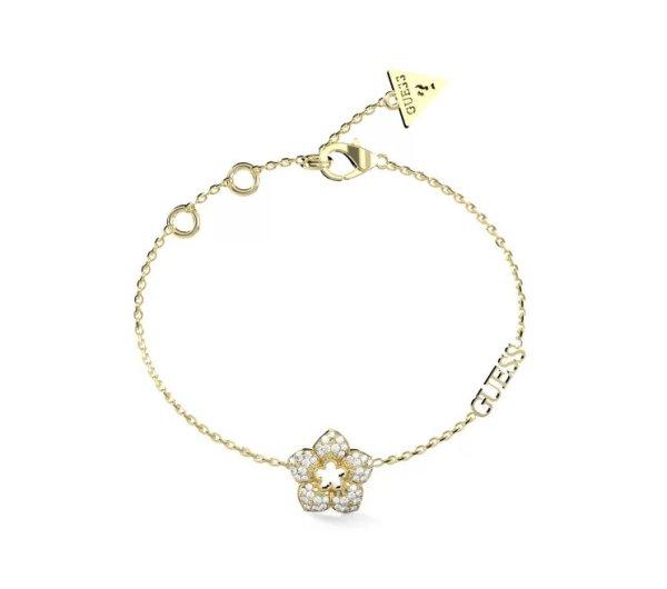 Guess Bájos aranyozott karkötő virággal Shining Winter JUBB04468JWYG 14,5 cm