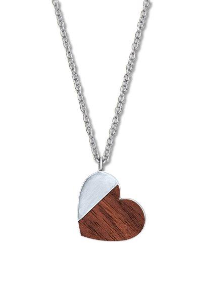 CRYSTalp Romantikus acél nyaklánc Wooden Heart 30450.W1.E
