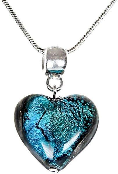 Lampglas Rendkívüli Turquoise Heart nyaklánc Lampglas gyönggyel, tiszta
ezüst NLH5