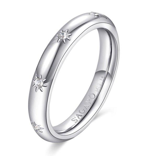 S'Agapõ Női acél gyűrű kristályokkal For Love SFV39 58 mm