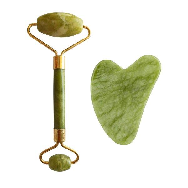 Palsar 7 Arcmasszírozó Guasha zöld xiuyan jádéit kővel (Light Green Xiuyan
Jade Roller & Gua Sha Set)