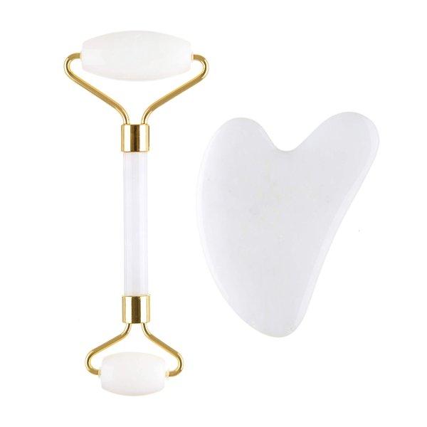 Palsar 7 Arcmasszírozó henger és Guasha fehér jádéit ásvány masszírozó
(White Jade Roller & Guasha Set)