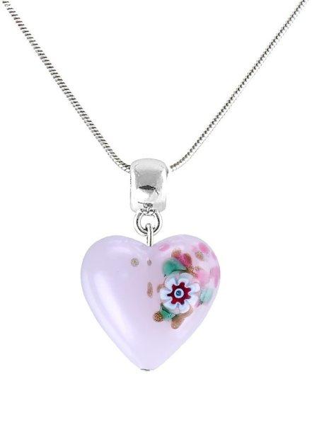 Lampglas Játékos nyaklánc Pink Flower egyedi rajzzal Lampglas NLH11
gyöngyben