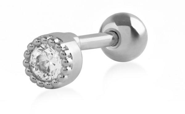 Troli Piercing acél fülbevaló átlátszó kristállyal