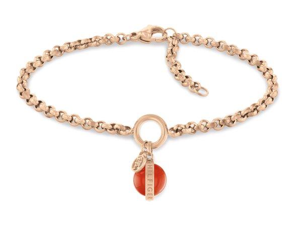 Tommy Hilfiger Divatos bronz lánc karkötő karneol ásvánnyal 2780766