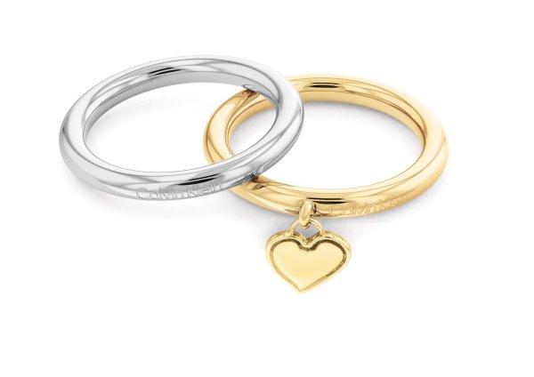 Calvin Klein Romantikus acél bicolor gyűrű készlet Captivate 35000326 52 mm