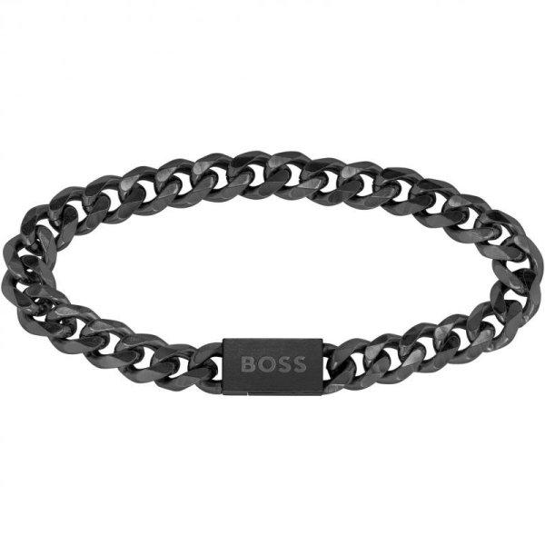 Hugo Boss Stílusos fekete férfi karkötő Chain Link 1580145 19 cm