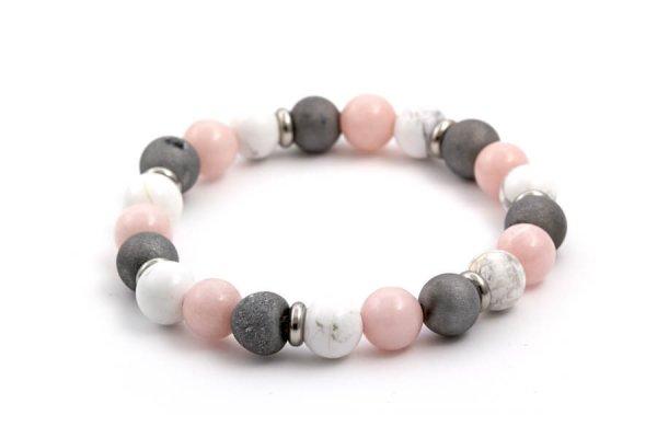 Agato Jáde, achát és howlite gyöngy karkötő MINK34/17