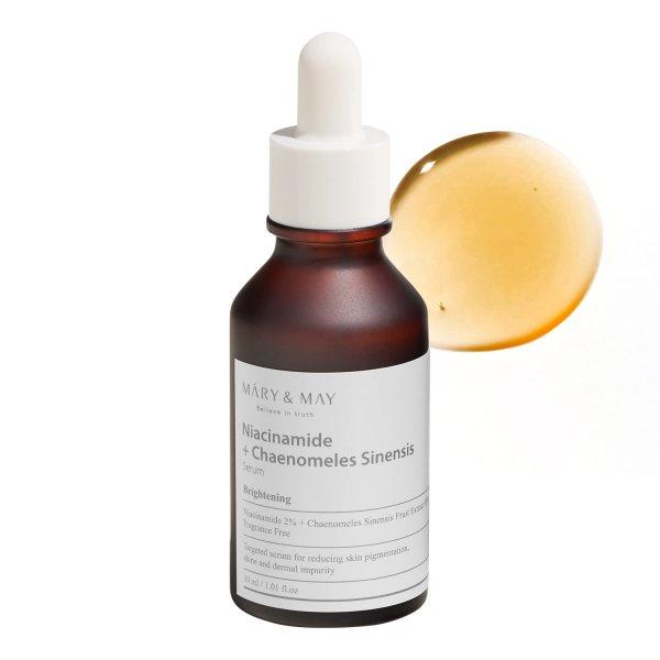 MARY & MAY Világosító arcszérum Niacinamide + Chaenomeles Sinensis (Serum)
30 ml