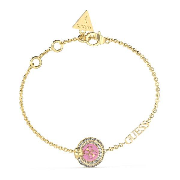 Guess Divatos, aranyozott karkötő cirkónium kövekkel Knot You
JUBB04053JWYGPK 21 cm