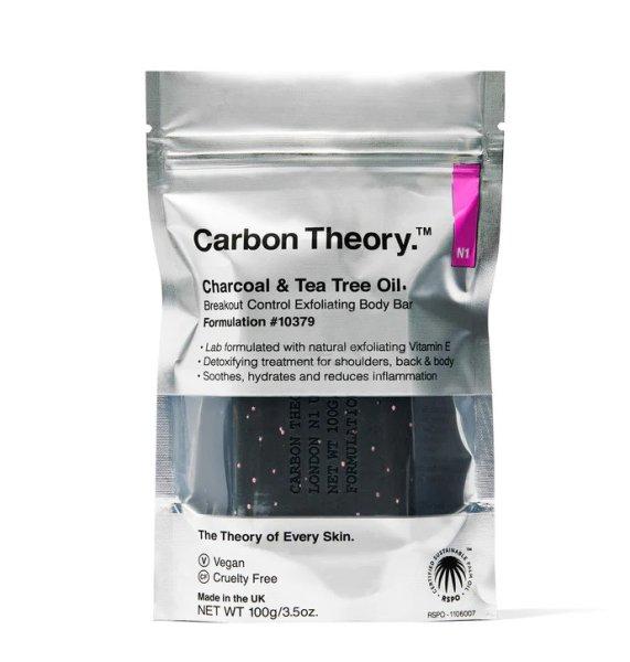Carbon Theory Hámlasztó testszappan Charcoal & Tea Tree Oil Breakout Control
(Exfoliating Body Bar) 100 g