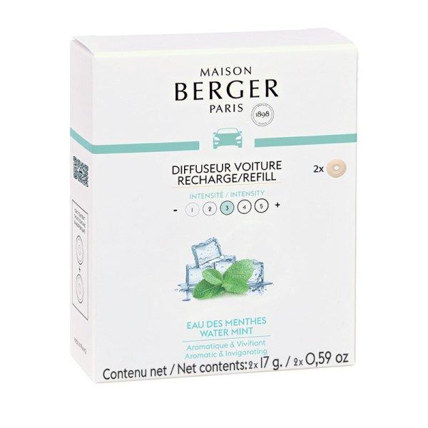 Maison Berger Paris Csere utántöltő autóillatosító diffúzorhoz Water Mint
(Car Diffuser Recharge/Refill) 2 db