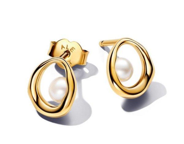 Pandora Aranyozott fülbevaló valódi gyöngyökkel Essence Shine 263295C01