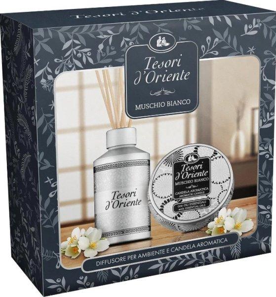Tesori d'Oriente White Musk - diffúzor füstölőkkel 250 ml + gyertya 109 g