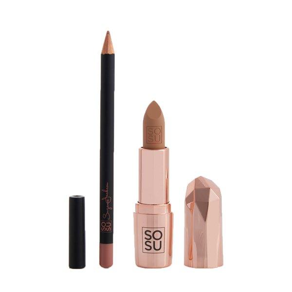SOSU Cosmetics Ajakrúzs és kontúrceruza ajándékcsomag Let Them Talk Nudist
(Lip Kit)