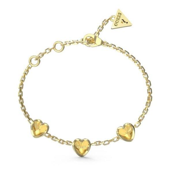 Guess Romantikus aranyozott karkötő szívekkel Mon Amour JUBB04611JWYG 21 cm