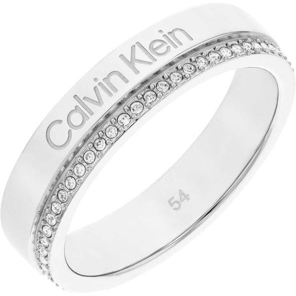 Calvin Klein Acél gyűrű kristályokkal Minimal Linear 35000200 62 mm