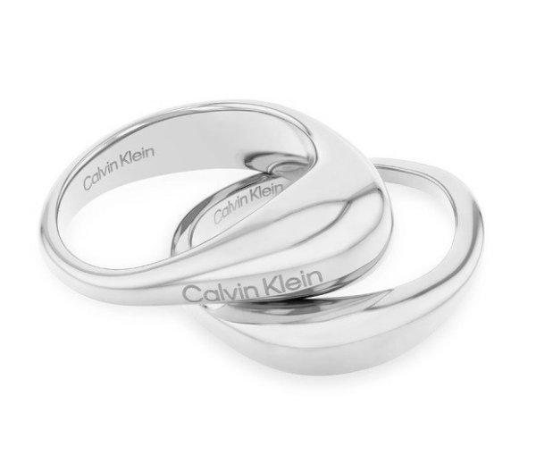 Calvin Klein Stílusos acél gyűrű szett Elongated Drops 35000447 52 mm