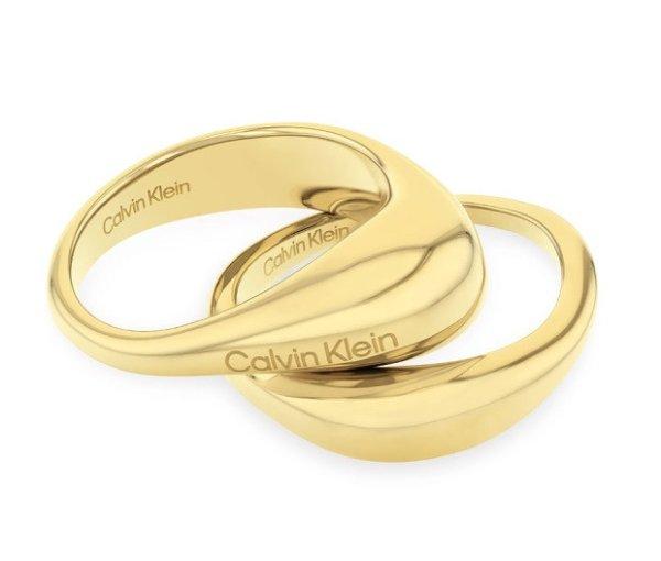 Calvin Klein Stílusos aranyozott gyűrű szett Elongated Drops 35000448 52 mm