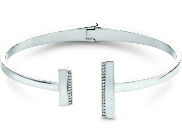 Calvin Klein Merev acél karkötő kristályokkal Minimal Linear 35000160