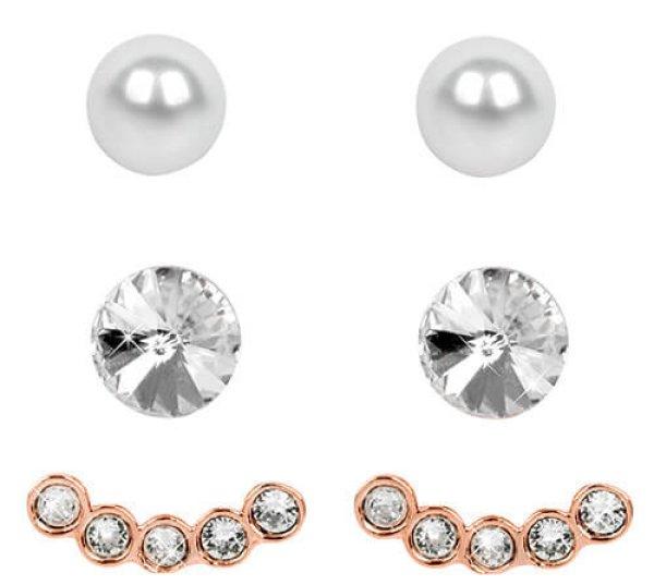 Levien Fülbevaló Set Ear Cuff 4 az 1-ben Rose Gold Crystal White