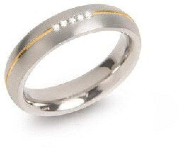 Boccia Titanium Aranyozott titán karikagyűrű gyémántokkal 0130-04 53 mm