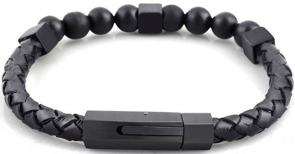 Troli Leather fekete stílusos karkötő