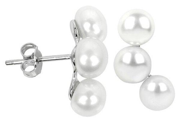 JwL Luxury Pearls Ezüst fülbevaló három igazgyönggyel JL0283