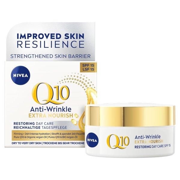 Nivea Tápláló ránctalanító nappali krém Q10 OF 15 (Anti-Wrinkle Extra
Nourishing Cream) 50 ml