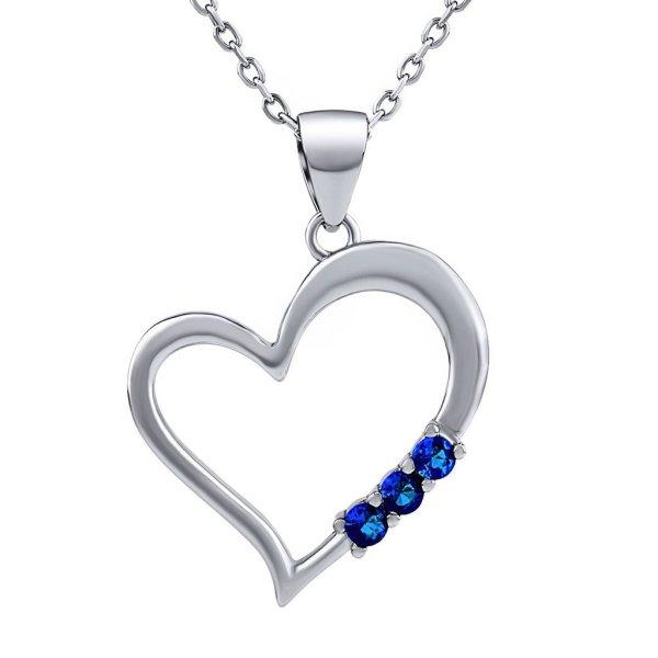 Silvego Ezüst nyaklánc SZÍV medállal kék Swarovski Zirconia SILVEGO11580NB