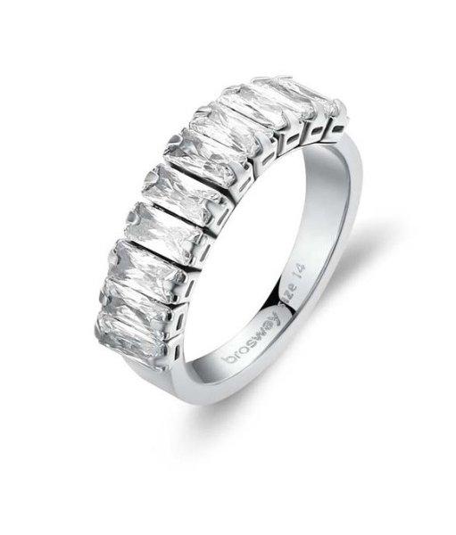 Brosway Csillogó acél gyűrű cirkónium kövekkel Desideri BEIA001 54 mm